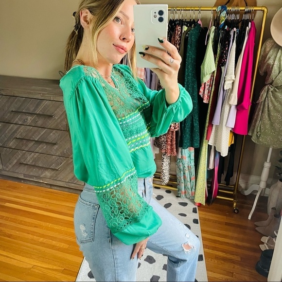 Anthro Bl-nk London Sunshine Peasant Blouse Top - Picture 6 of 12